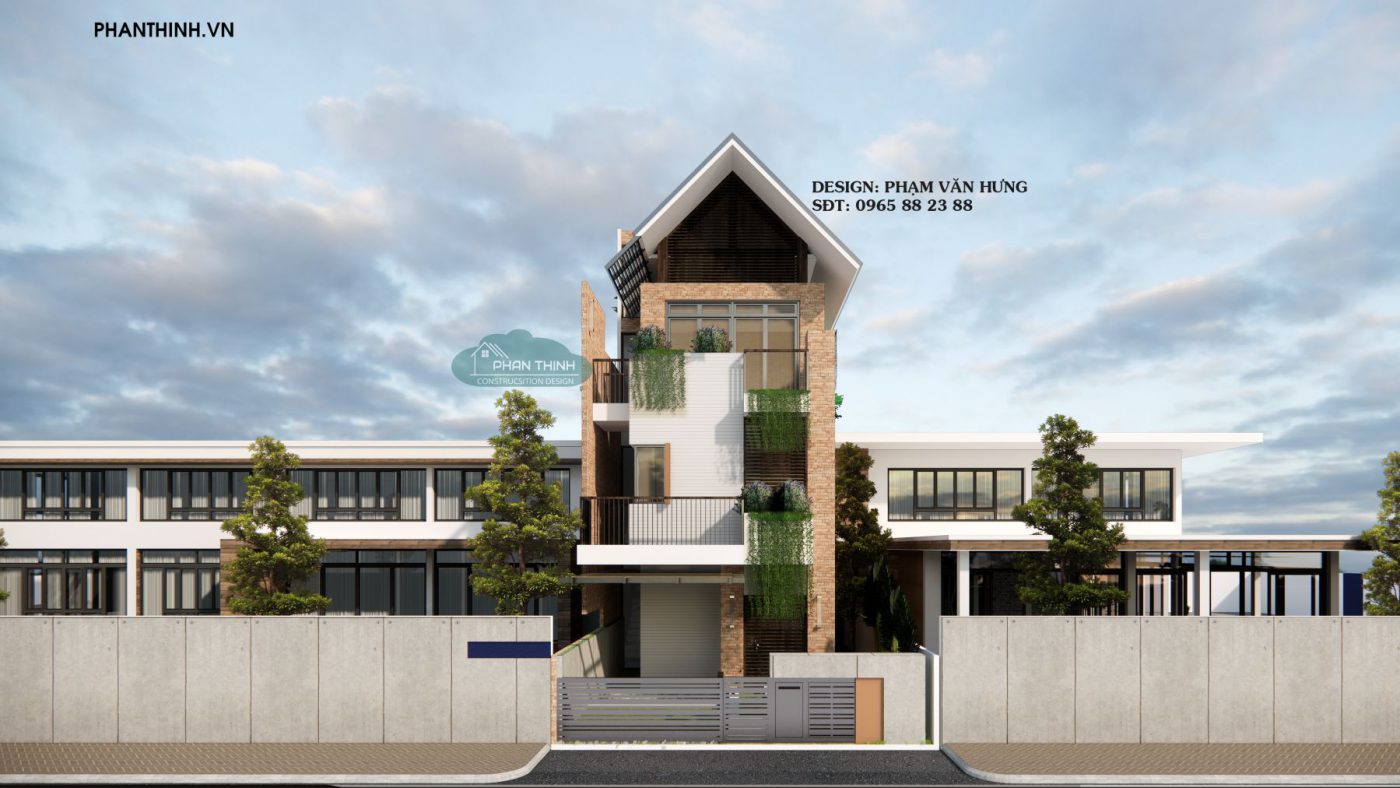 Thiết kế phối cảnh nhà 3 tầng hiện đại mái thái đẹp ở Hạ Long